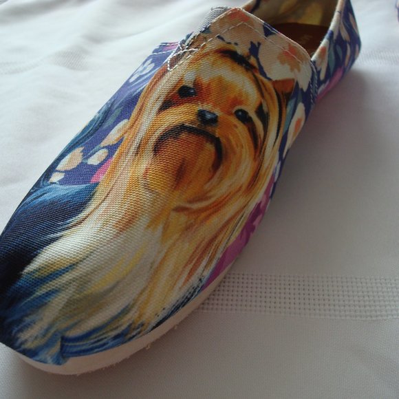 Ladies Yorkie canvas print shoes - Picture 2 of 5